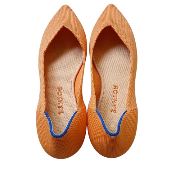 Rothys Flats Women's Size 8 Orange Pointed Toe Leopard Sole Classic Preppy EUC - Picture 2 of 5